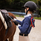 Essex Classics Girls "Luna II" Marine Blue with Woof & Whimsy Long Sleeve Performance Show Shirt