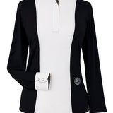 Essex Classics Ladies "Luna II" Black with Leopard Long Sleeve Performance Show Shirt