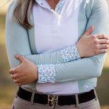 Essex Classics Ladies "Luna II" Seafoam with Palm Trees Long Sleeve Performance Show Shirt