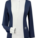 Essex Classics Ladies "Luna II" Marine Blue with Golf Carts Long Sleeve Performance Show Shirt