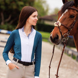 Essex Classics Ladies "Luna II" Teal with Boot Scootin' Long Sleeve Performance Show Shirt
