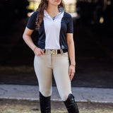 Essex Classics Ladies "Luna II" Black with Cows Short Sleeve Performance Show Shirt