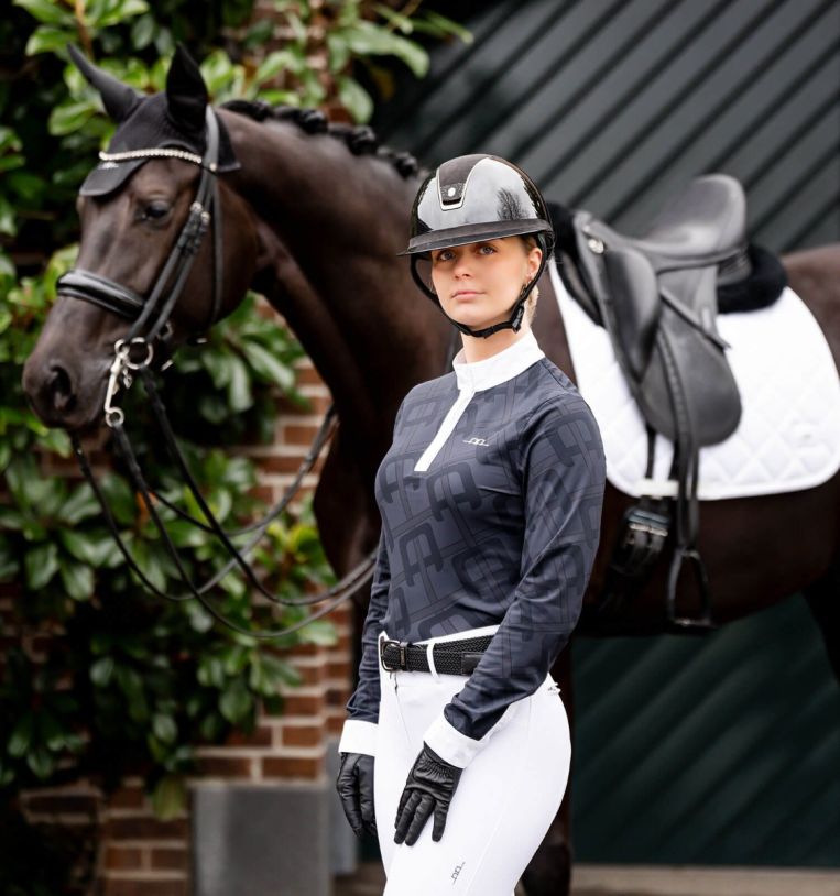 AA Alessandro Albanese Women's Alcina Long Sleeve Show Shirt - Charcoal - Alessandro Albanese - Equiluxe Tack