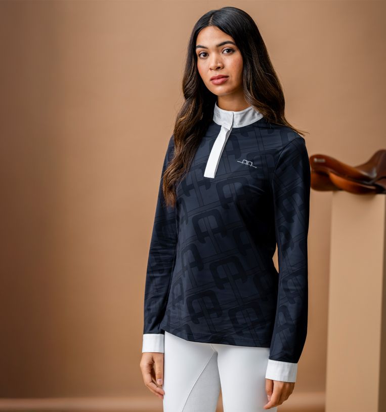 AA Alessandro Albanese Women's Alcina Long Sleeve Show Shirt - Charcoal - Alessandro Albanese - Equiluxe Tack