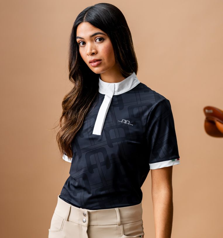 AA Alessandro Albanese Women's Alcina Short Sleeve Show Shirt - Charcoal - Alessandro Albanese - Equiluxe Tack