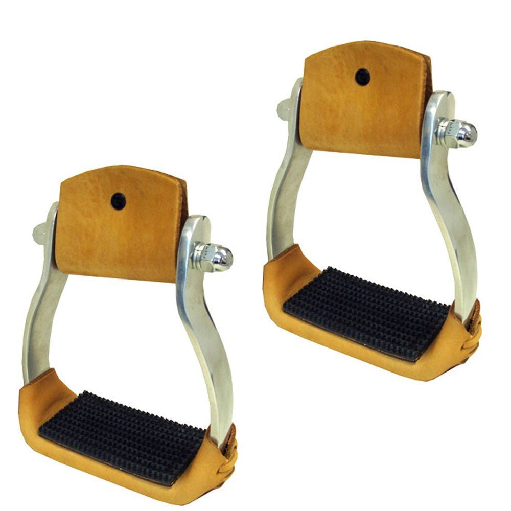 Aluminum Western Stirrups with Leather Band and Rubber Tread - Equiluxe Tack - Equiluxe Tack