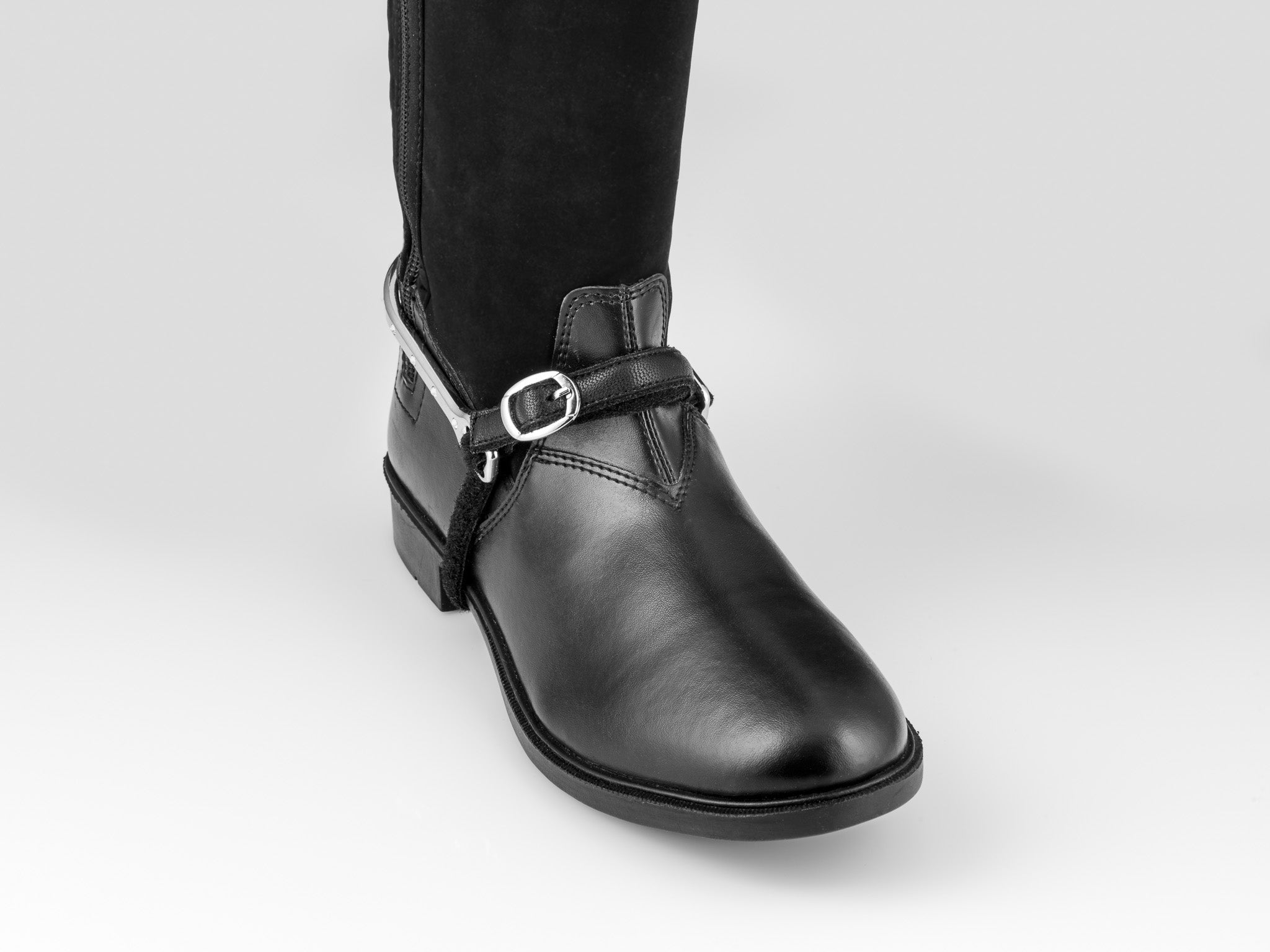 American Equus Spur-Tech Performance Spur Straps Black Leather - Equiluxe Tack