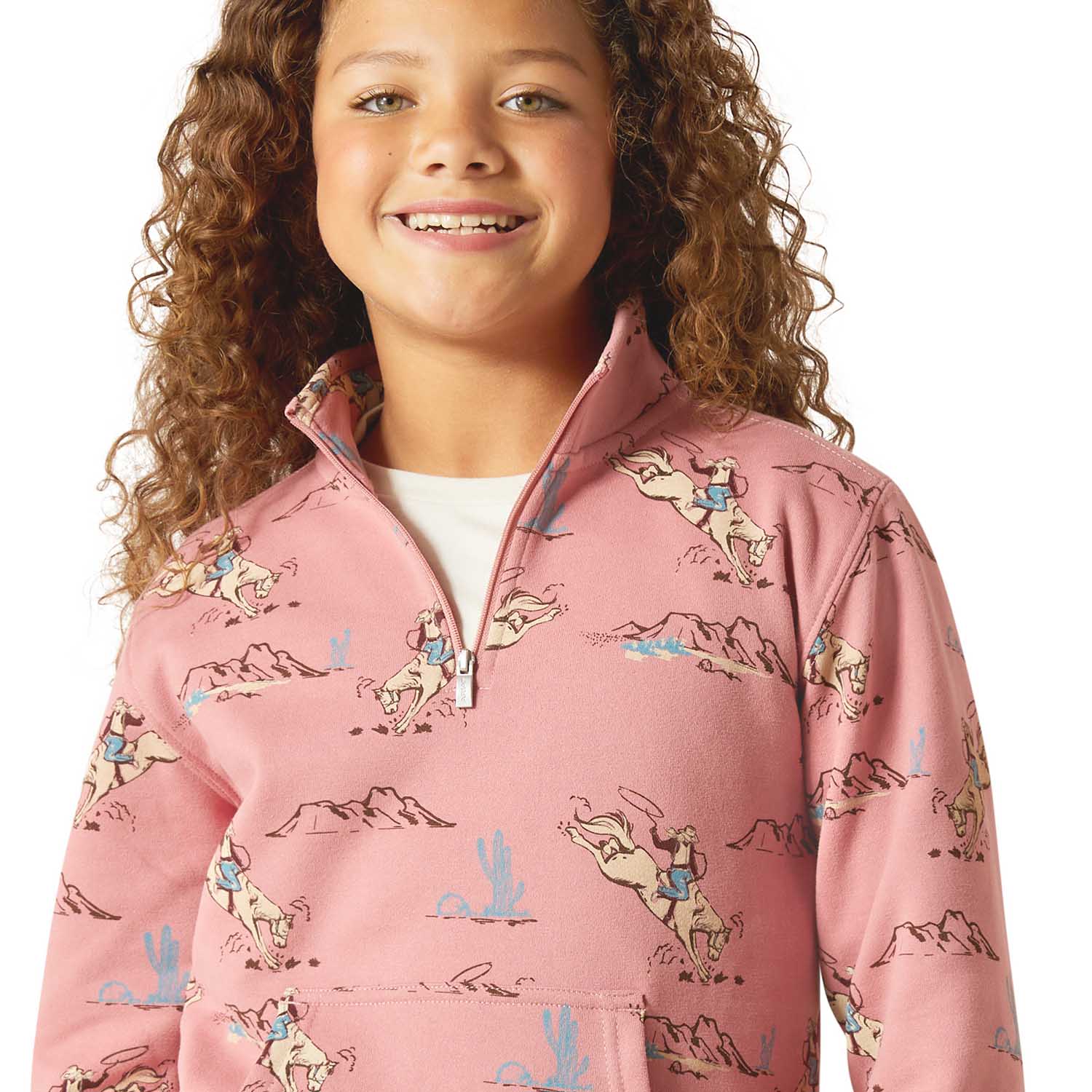 Ariat Girls Bronc Scene 1/4 Zip Sweatshirt - Ariat - Equiluxe Tack