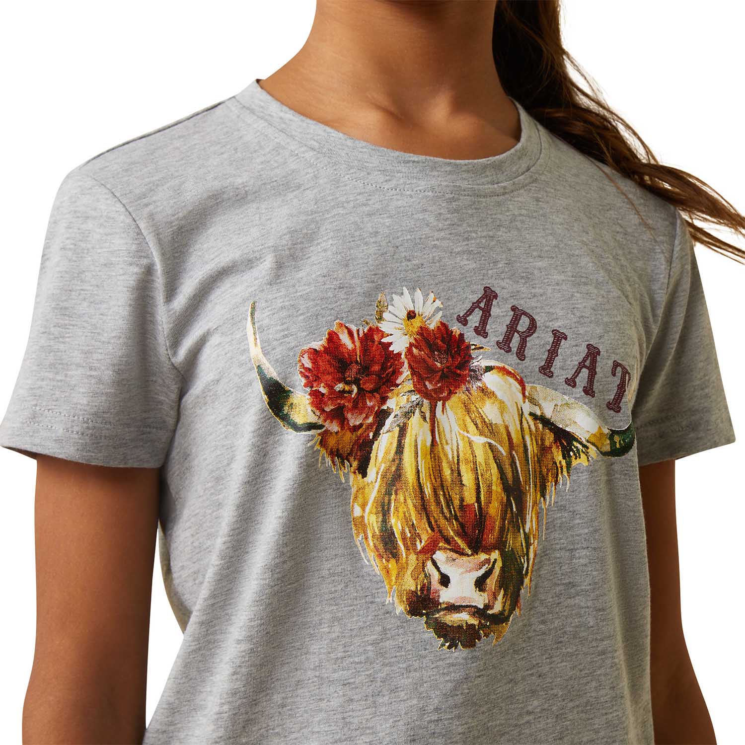 Ariat Girl's Highlander Rose T-Shirt, Heather Gray - Ariat - Equiluxe Tack