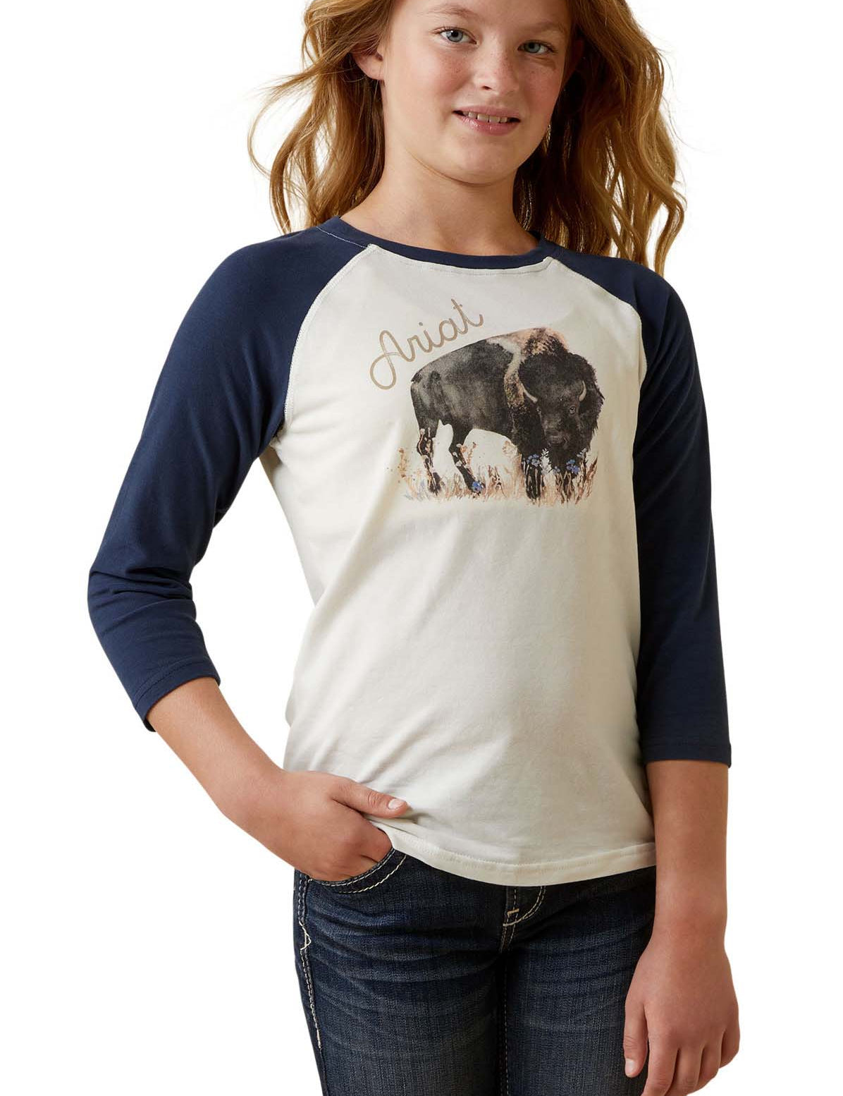 Ariat Girl's Painted Buffalo Raglan T-Shirt