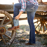 Ariat R.E.A.L. Mid Rise Boot Cut Jeans, Entwined Stitch - Ariat - Equiluxe Tack