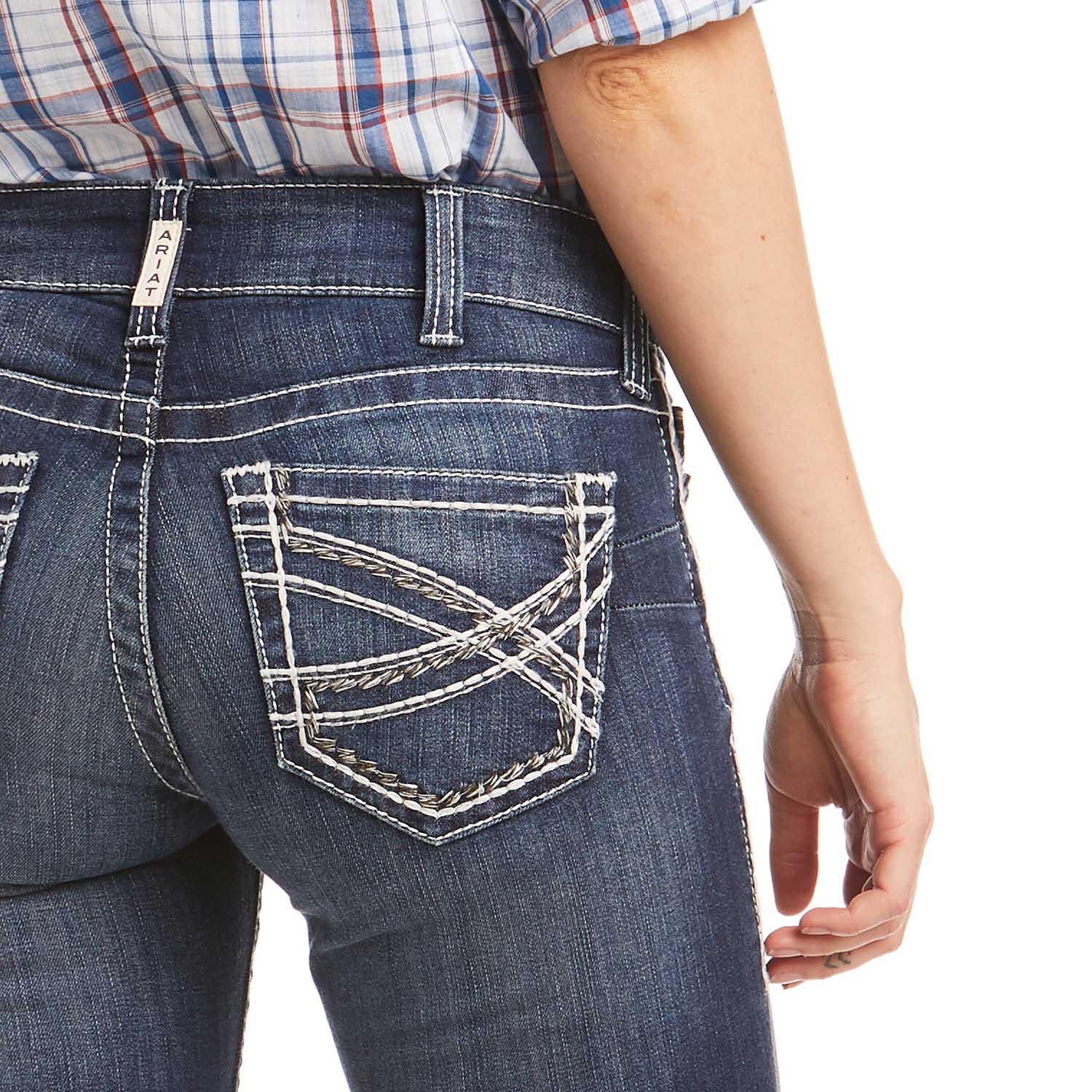 Ariat R.E.A.L. Mid Rise Boot Cut Jeans, Entwined Stitch - Ariat - Equiluxe Tack