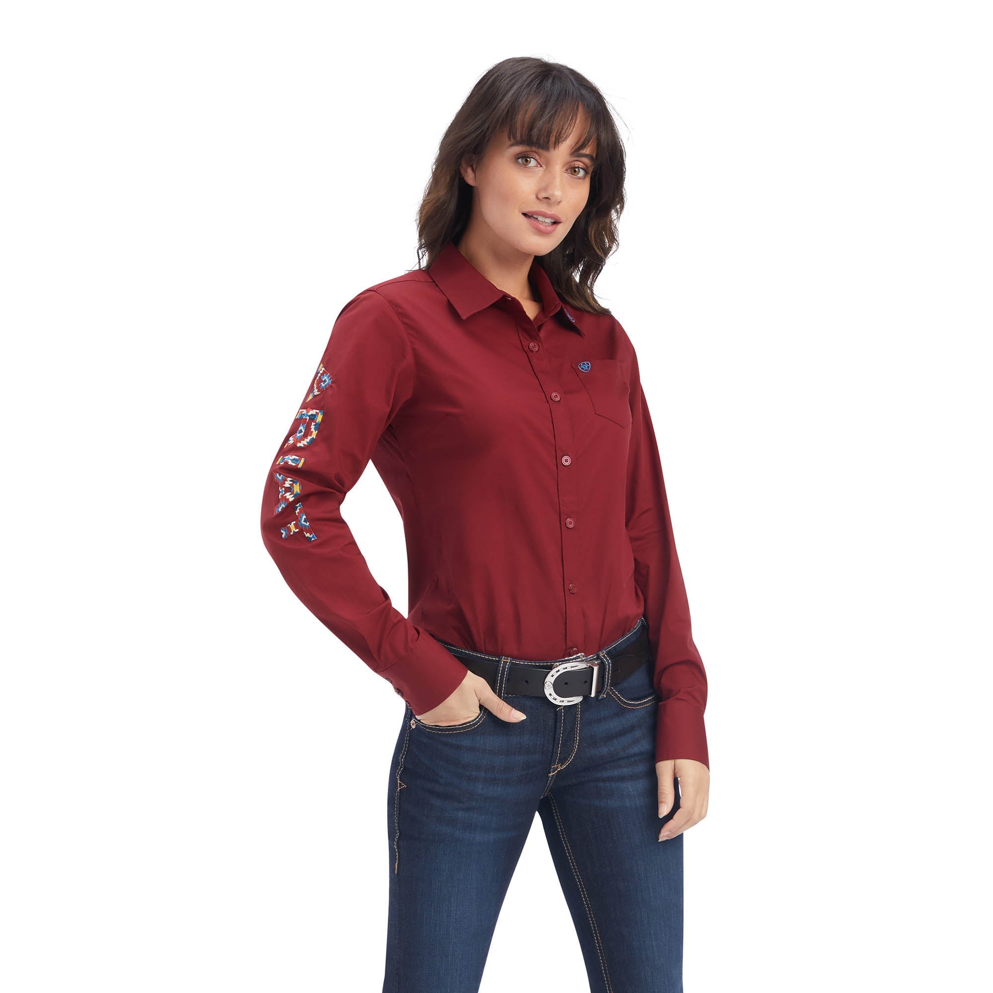 Ariat Women’s Team Kirby Wrinkle-Resistant Stretch Western Performance Shirt