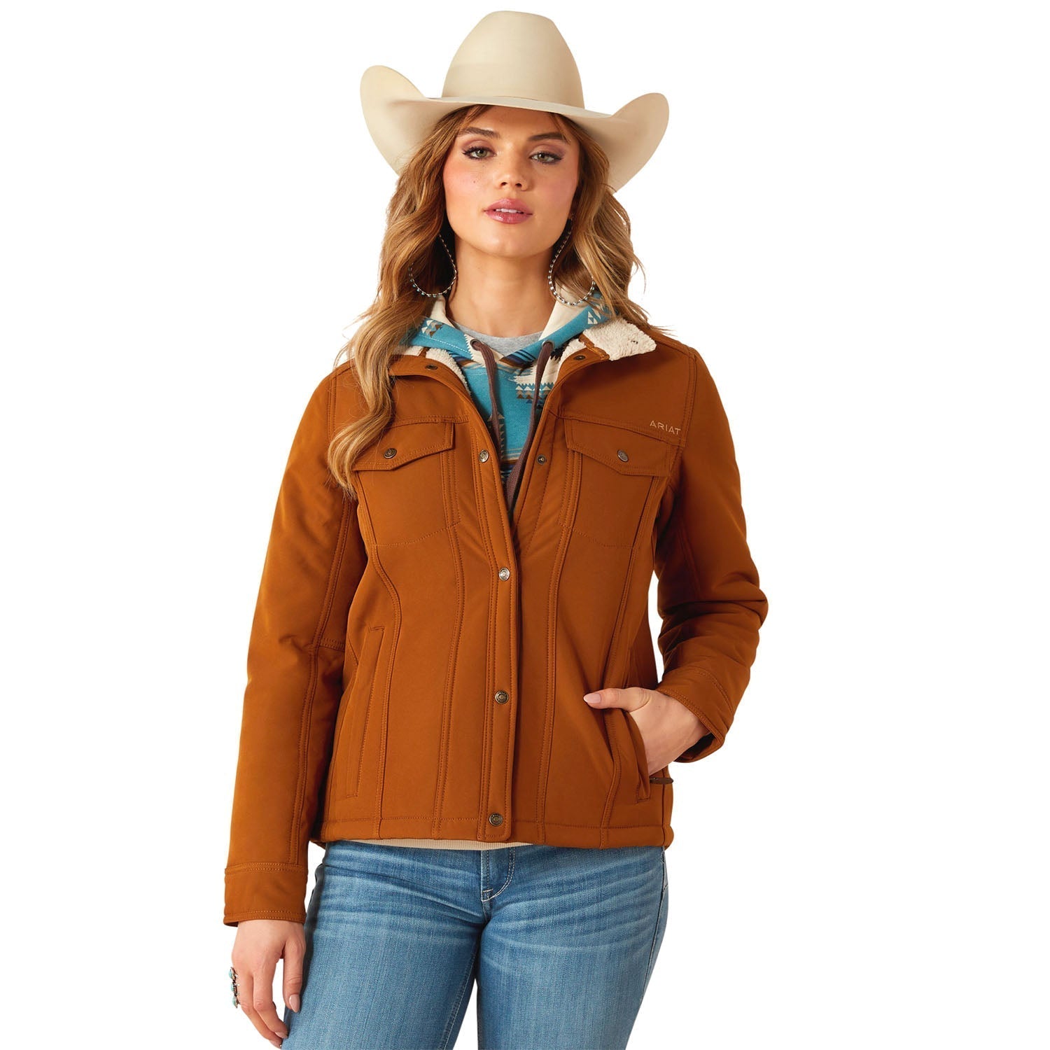 Ariat Womens Berber Back Softshell Jacket – Sherpa - Lined Trucker - Style Warm Layer - Ariat - Equiluxe Tack