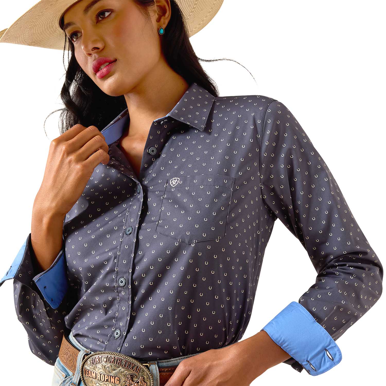 Ariat Women's Kirby Long Sleeve Collared Button - Down Shirt – Rider - Tested Stretch Poplin Equestrian Top - Ariat - Equiluxe Tack