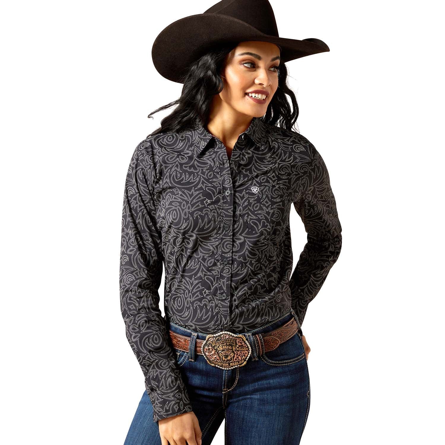 Ariat Women's Kirby Wrinkle - Free Long Sleeve Shirt – Figure - Flattering, Equestrian Performance Top - Ariat - Equiluxe Tack