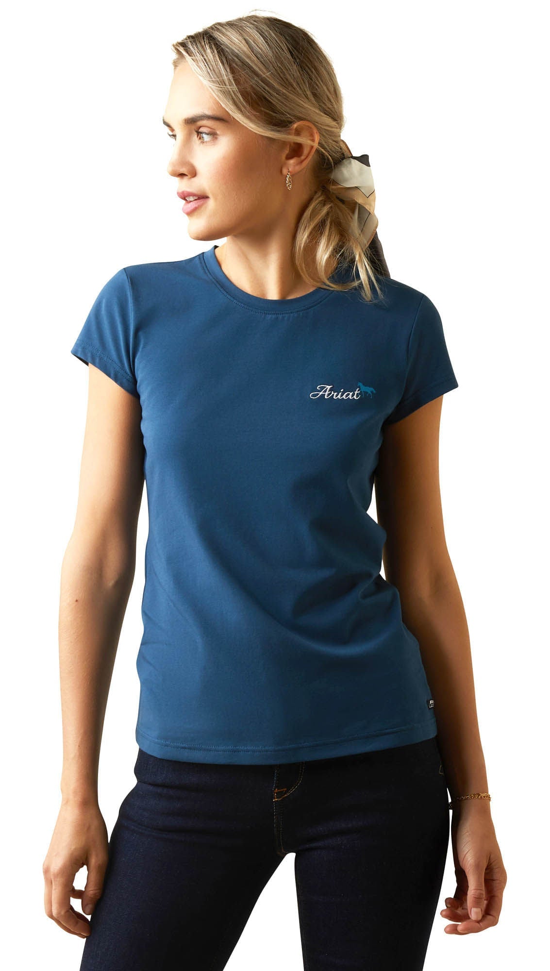 Ariat Women's Logo Script T-Shirt, Deep Petroleum - Ariat - Equiluxe Tack