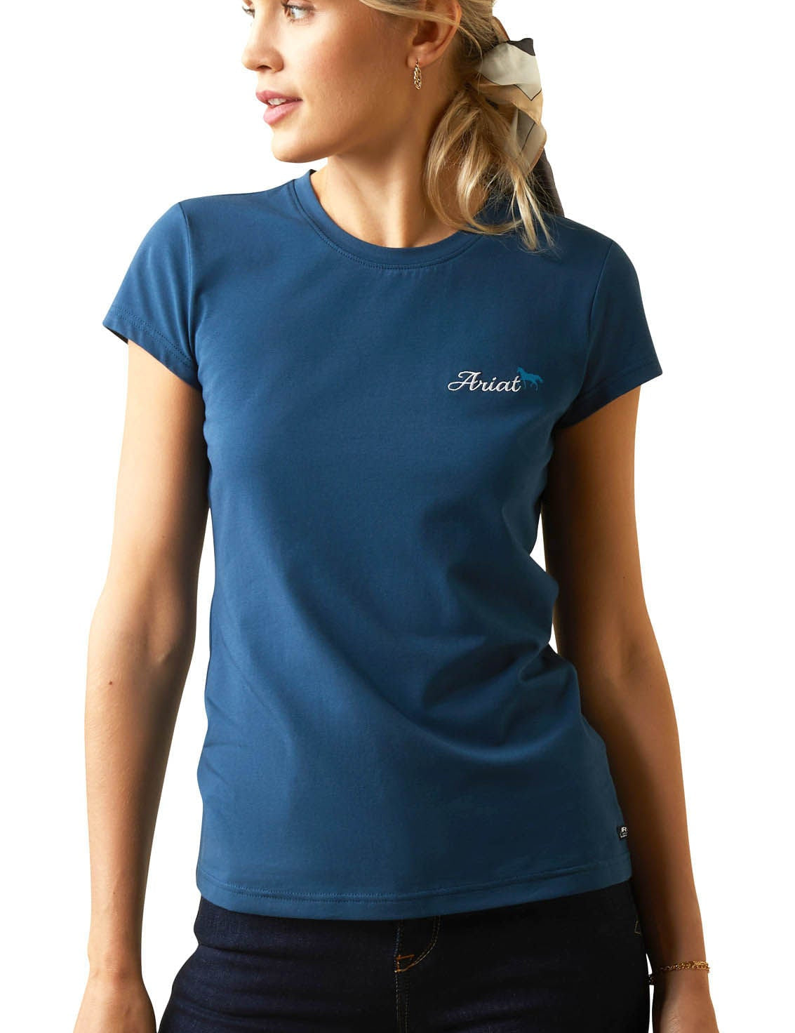 Ariat Women's Logo Script T-Shirt, Deep Petroleum - Ariat - Equiluxe Tack