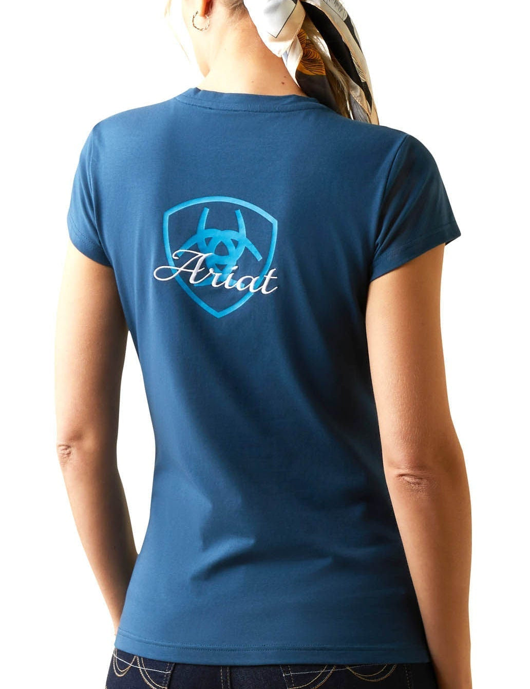Ariat Women's Logo Script T-Shirt, Deep Petroleum - Ariat - Equiluxe Tack