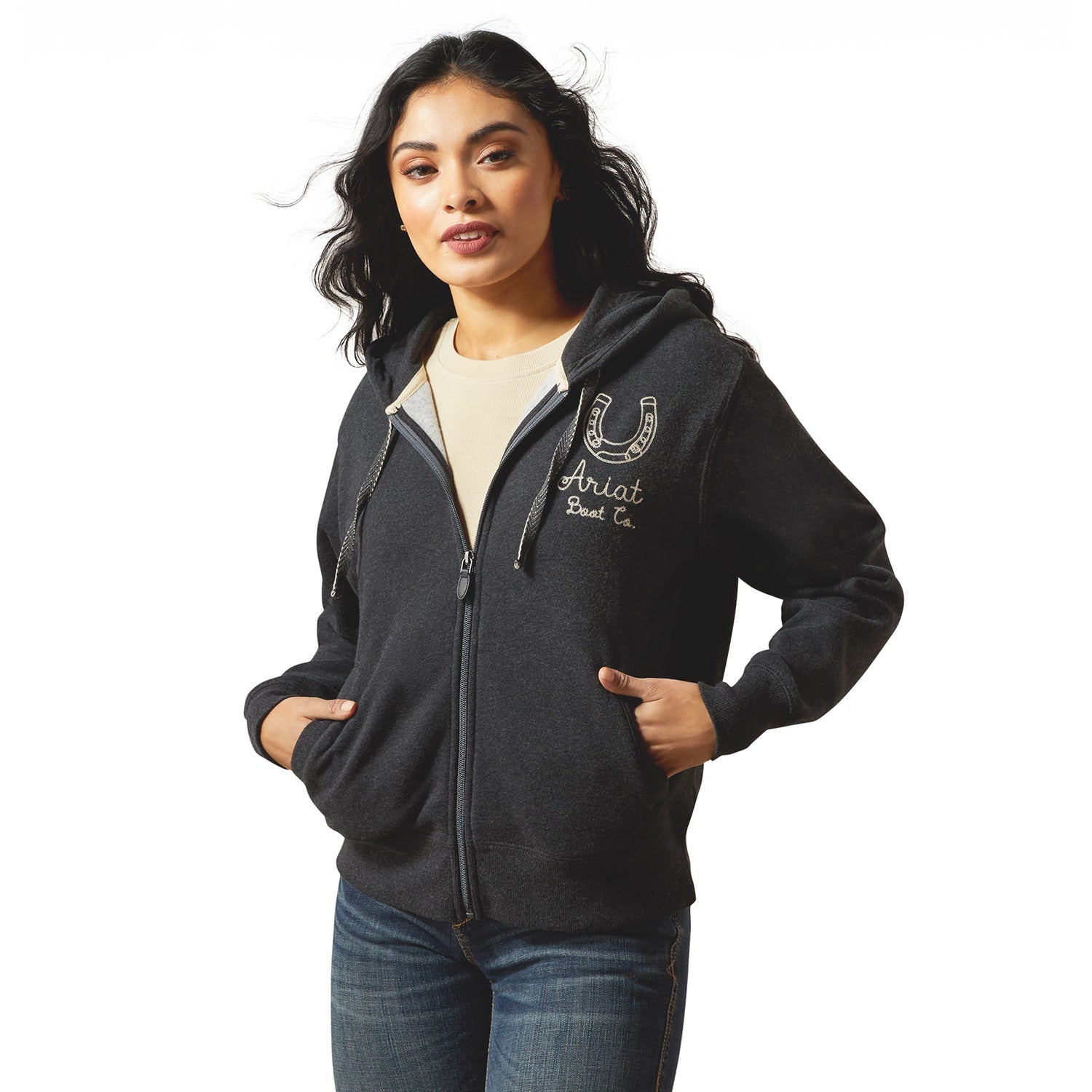 Ariat Womens Stitched Horseshoe Full Zip Hoodie - Ariat - Equiluxe Tack