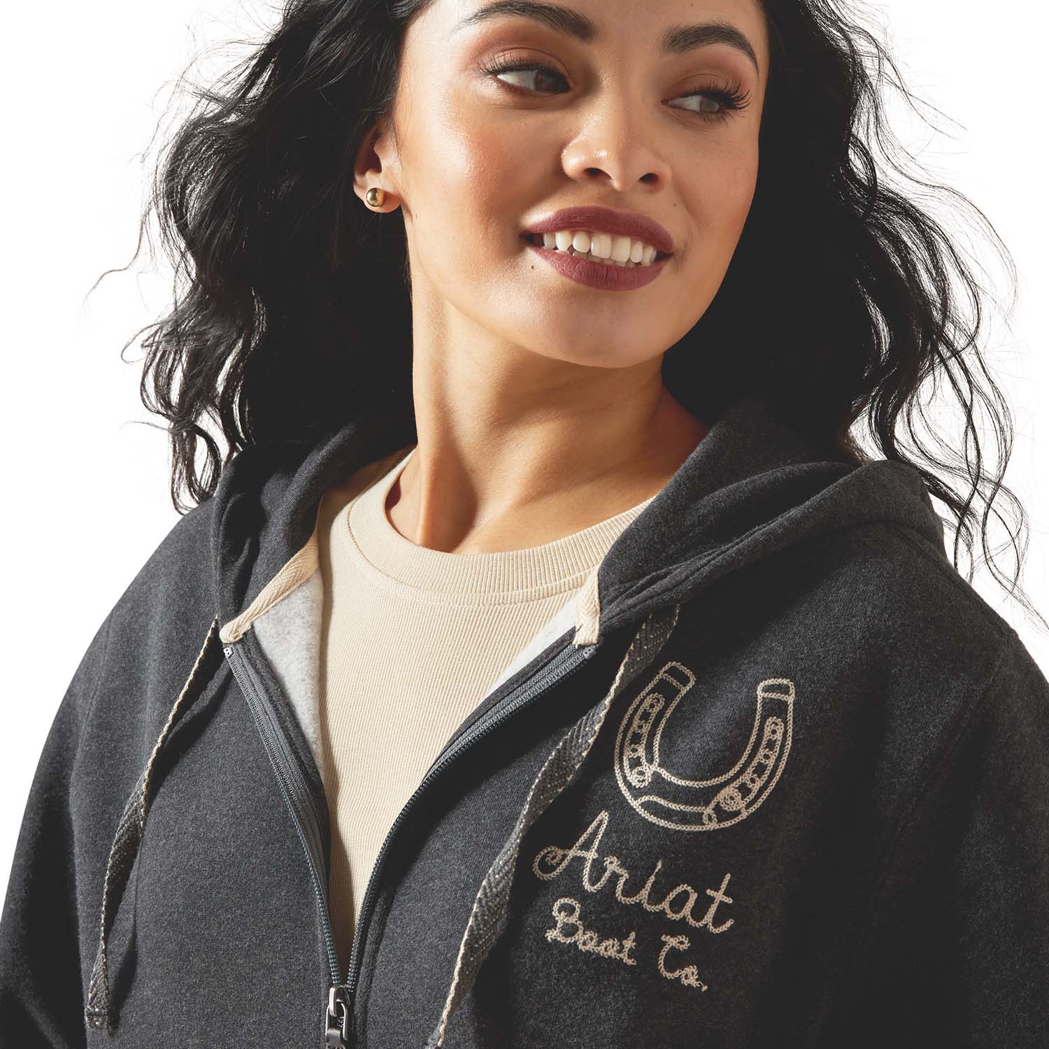 Ariat Womens Stitched Horseshoe Full Zip Hoodie - Ariat - Equiluxe Tack