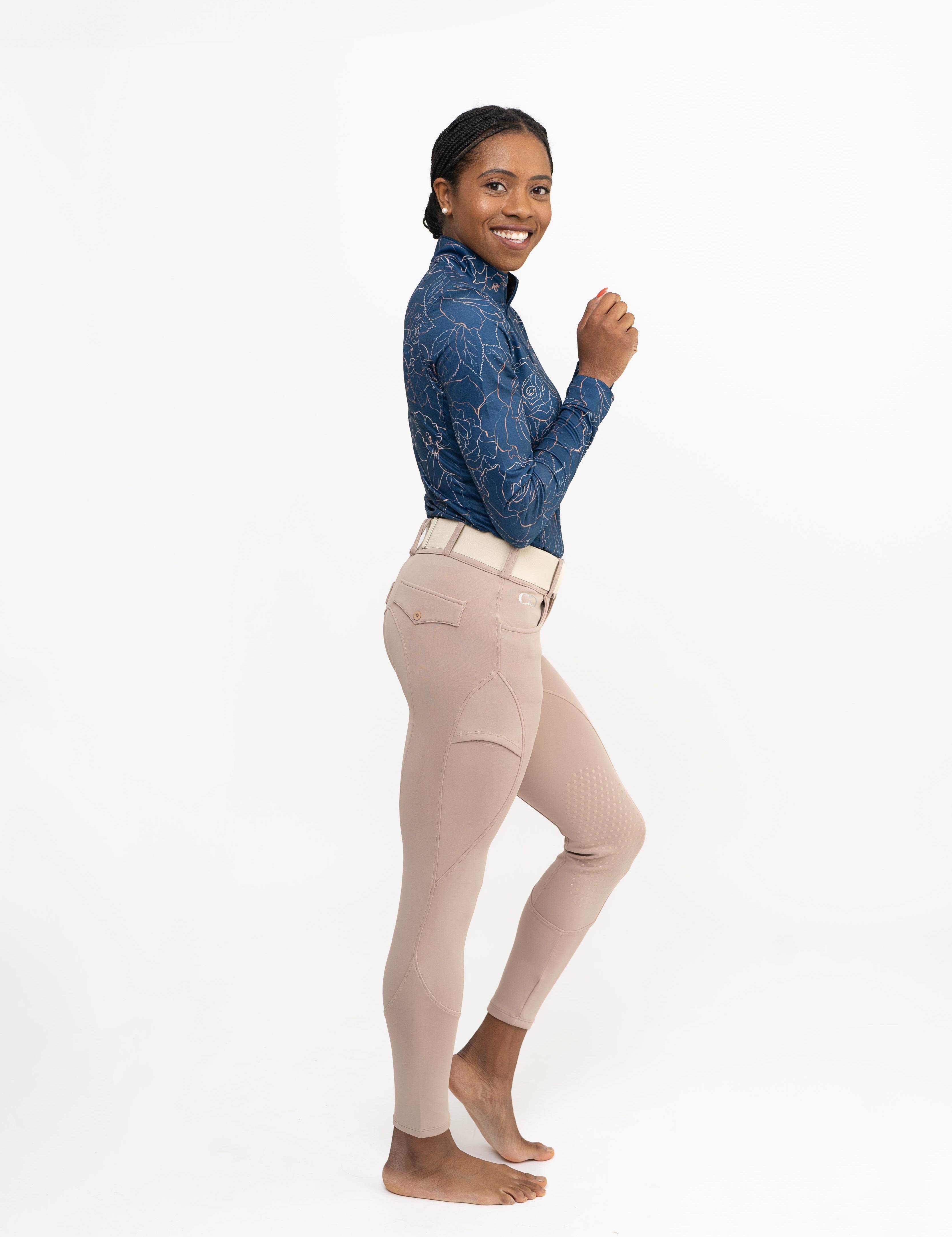 Beige Mid - Weight Winter Knee Patch Breeches - CorrectConnect - Equiluxe Tack