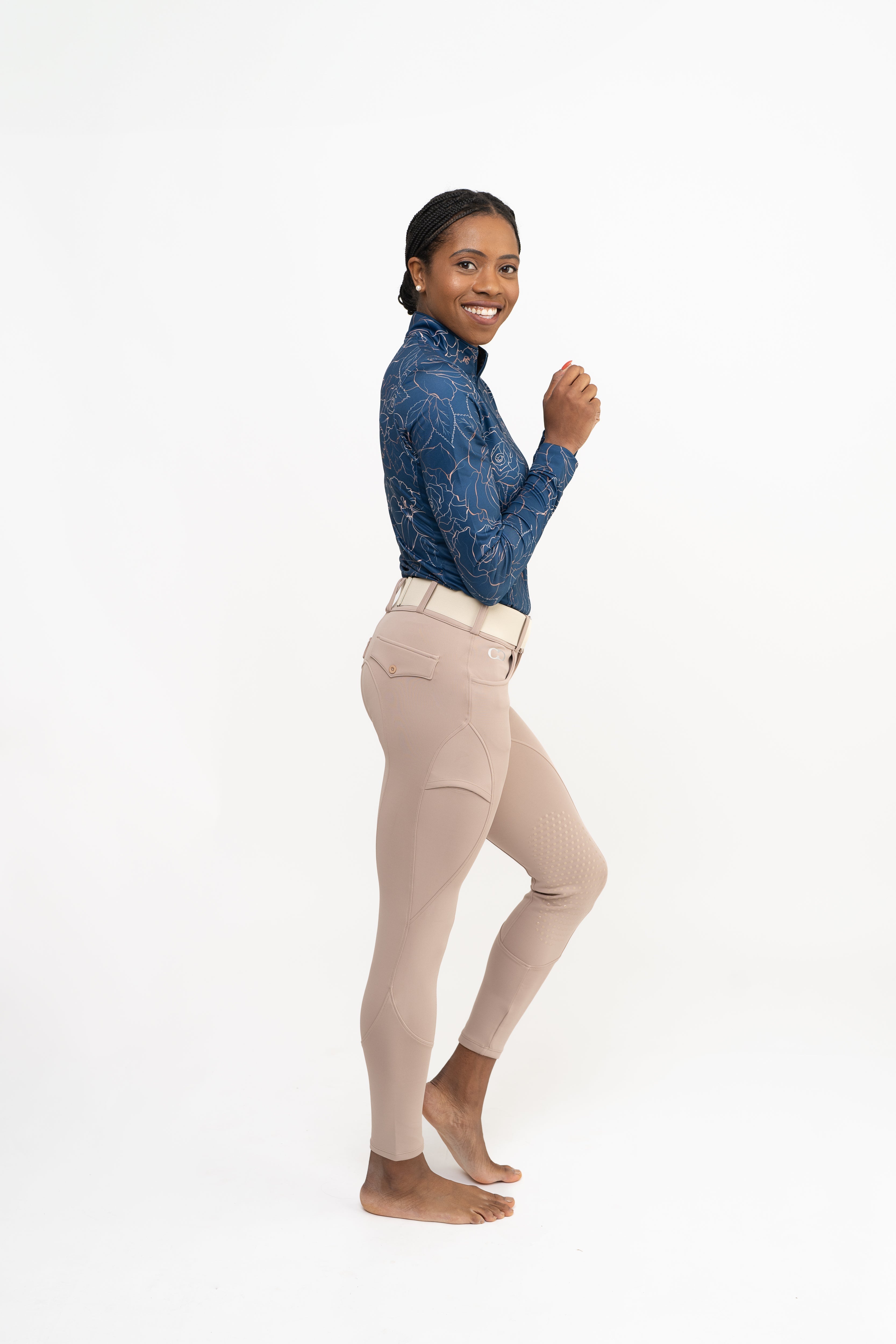 Beige Mid - Weight Winter Knee Patch Breeches - CorrectConnect - Equiluxe Tack