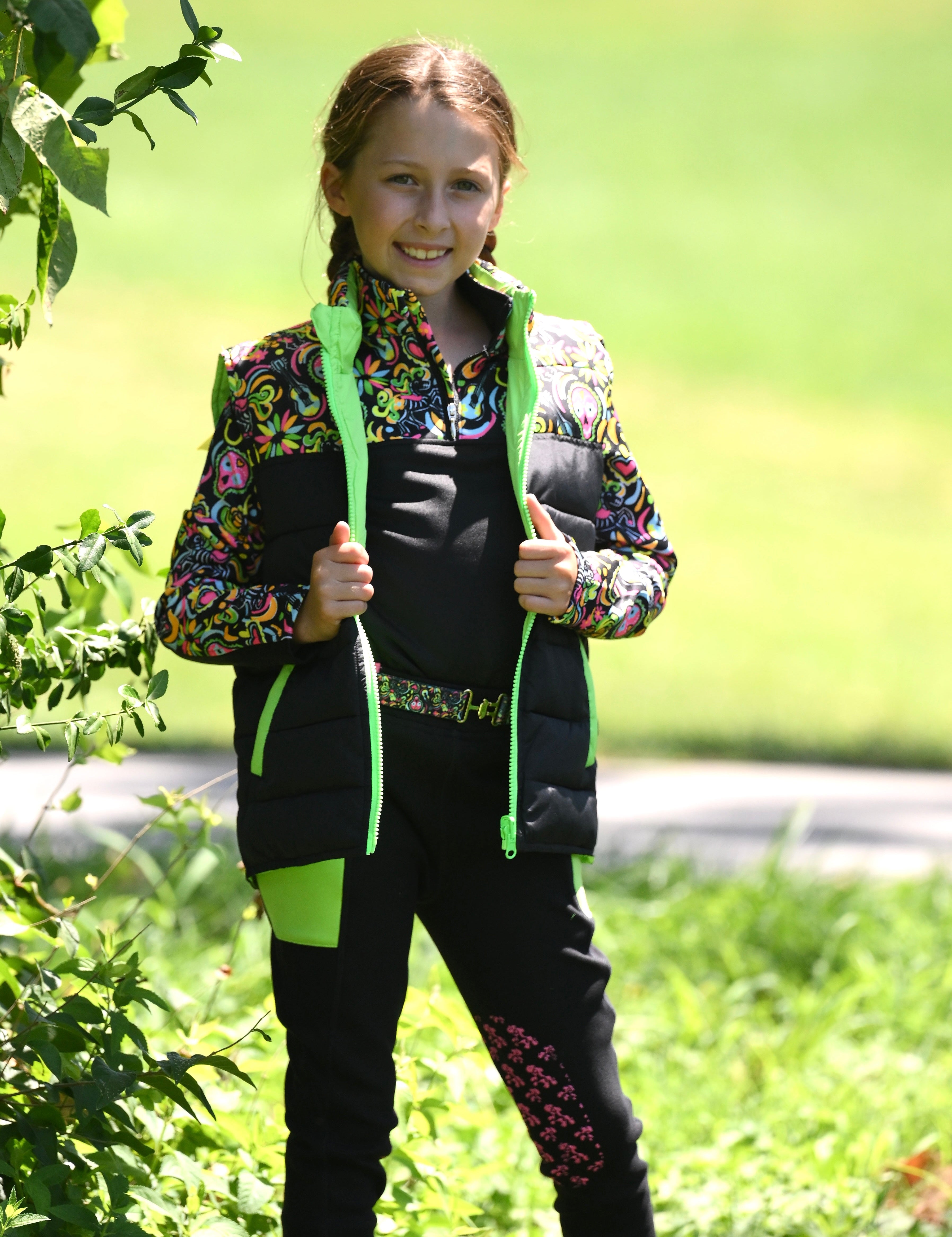 Belle & Bow Day of the Dead Reversible Puffer Vest - BelleandBow - Equiluxe Tack