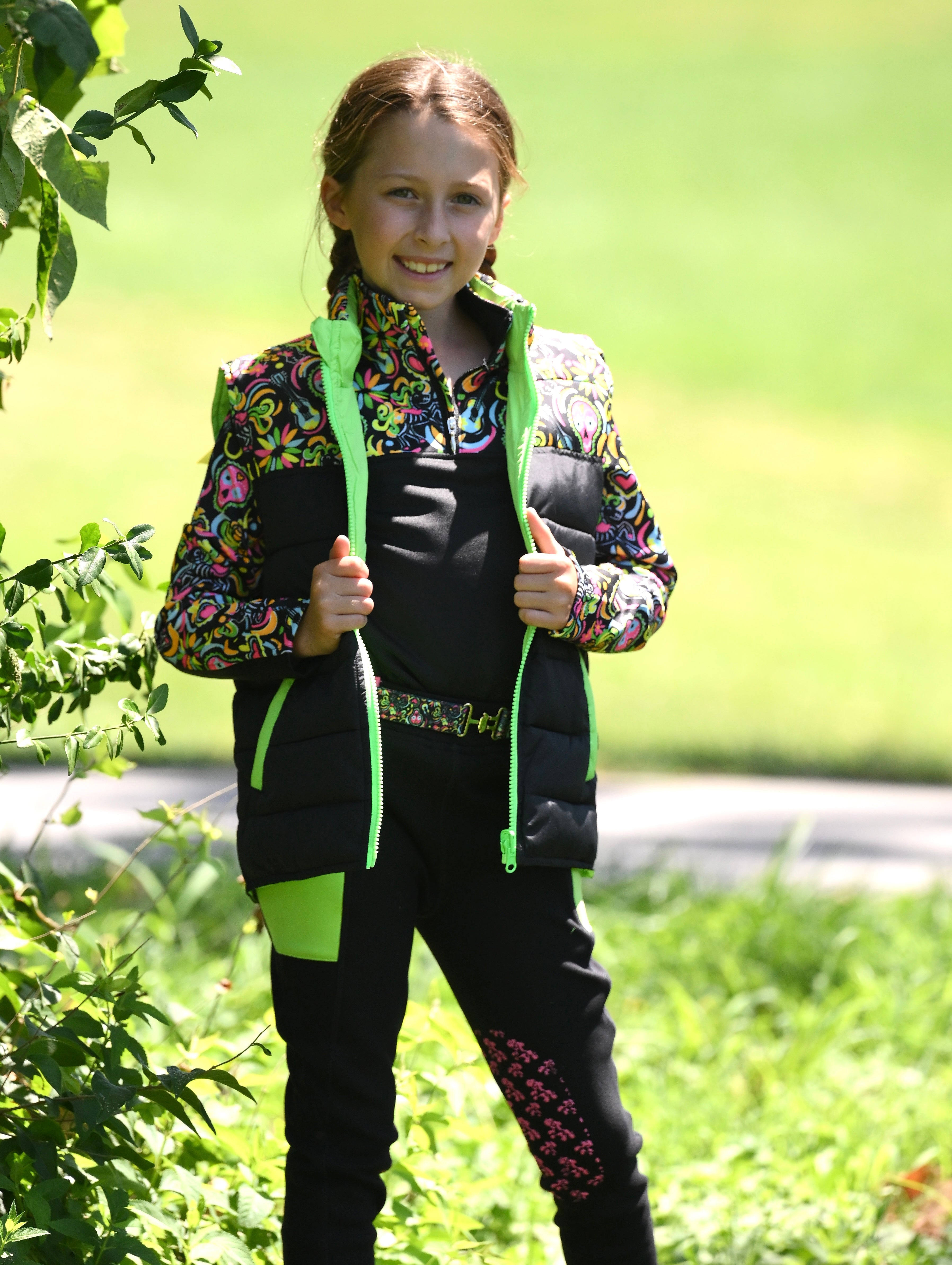 Belle & Bow Day of the Dead Reversible Puffer Vest - BelleandBow - Equiluxe Tack