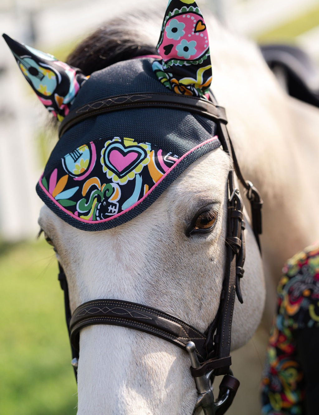Belle & Bow Footprints and Day of the Dead Pony Bonnet - Belle & Bow - Equiluxe Tack
