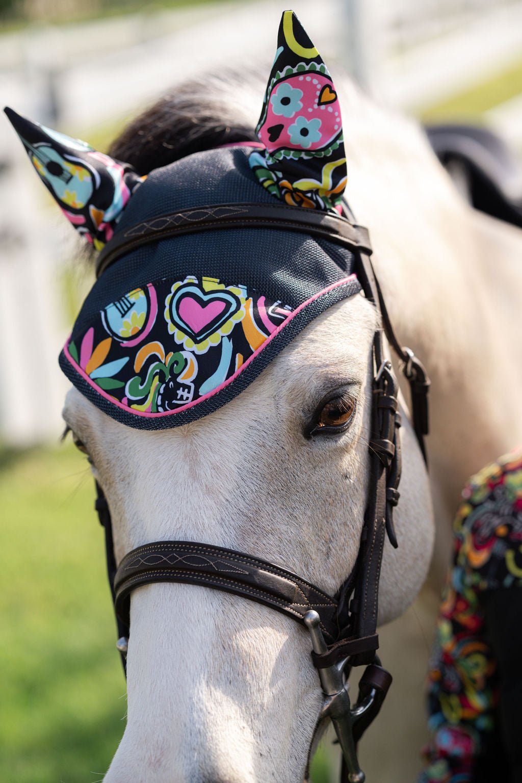Belle & Bow Footprints and Day of the Dead Pony Bonnet - Belle & Bow - Equiluxe Tack