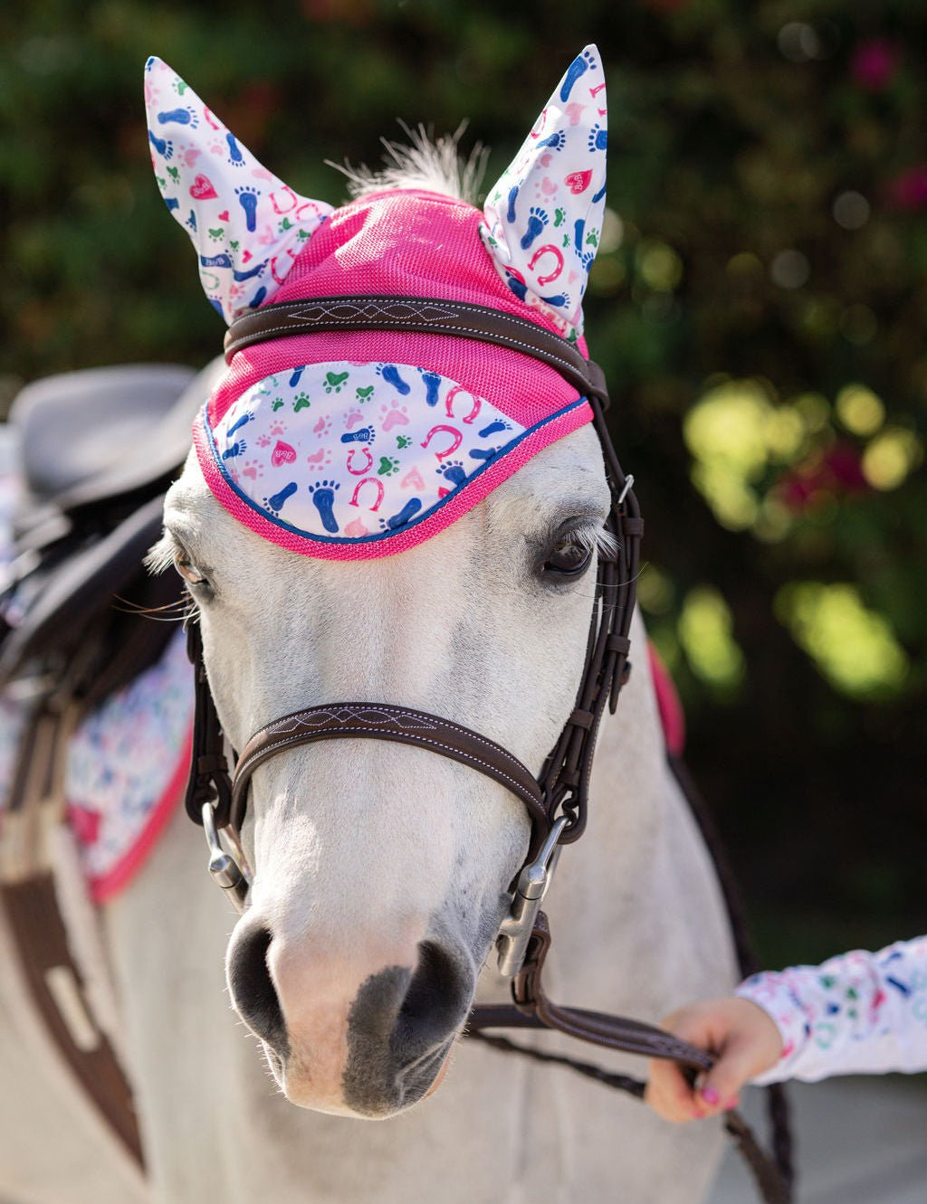 Belle & Bow Footprints and Day of the Dead Pony Bonnet - Belle & Bow - Equiluxe Tack