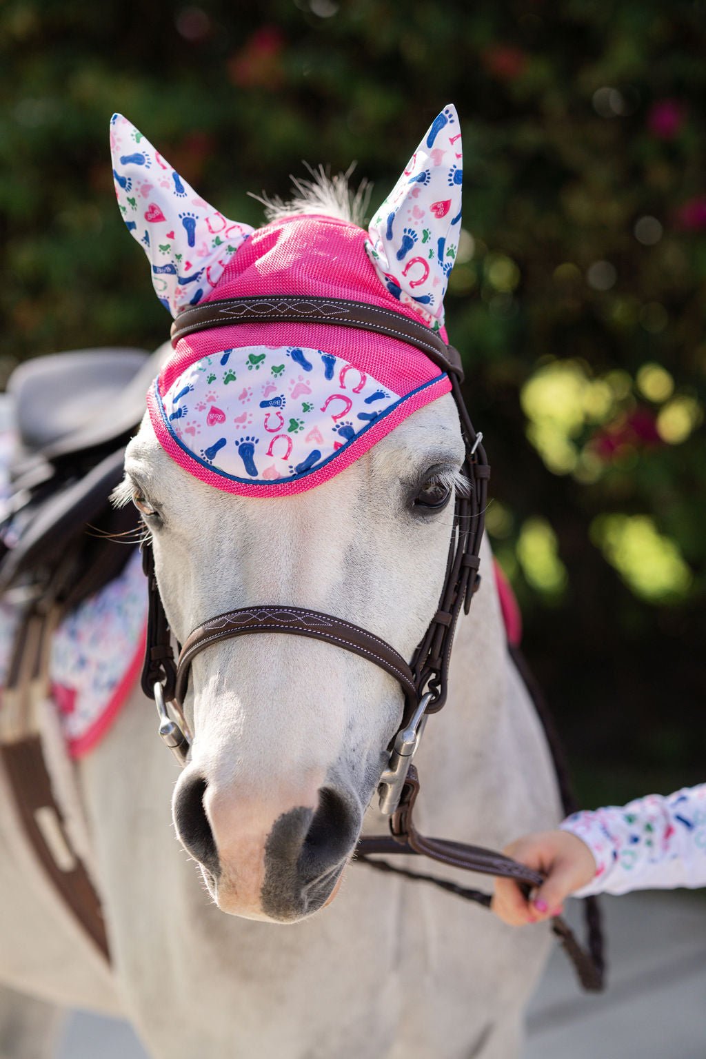 Belle & Bow Footprints and Day of the Dead Pony Bonnet - Belle & Bow - Equiluxe Tack