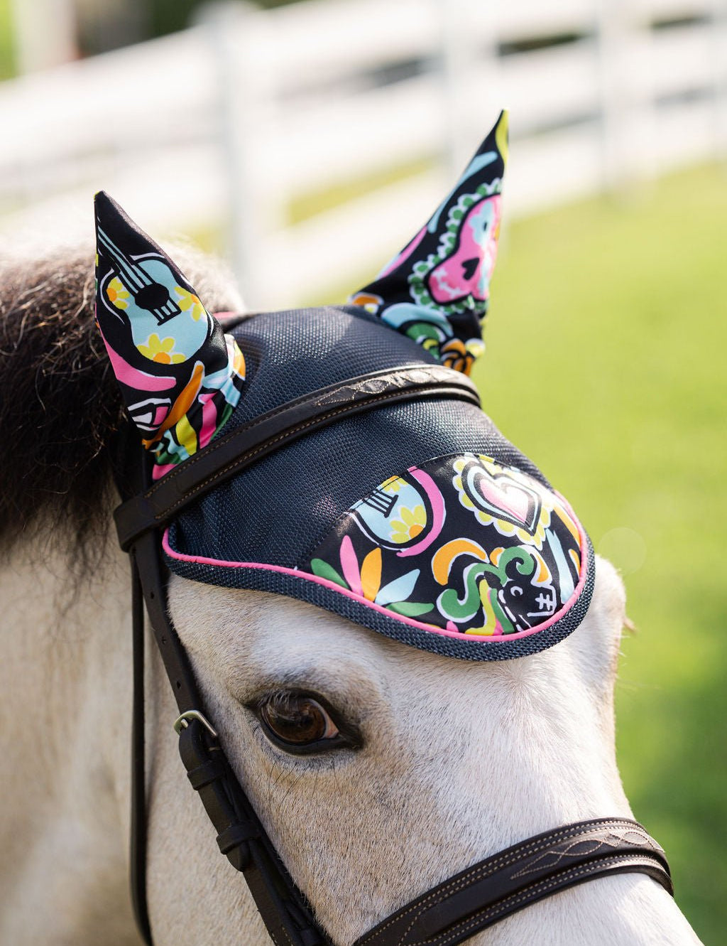 Belle & Bow Footprints and Day of the Dead Pony Bonnet - Belle & Bow - Equiluxe Tack