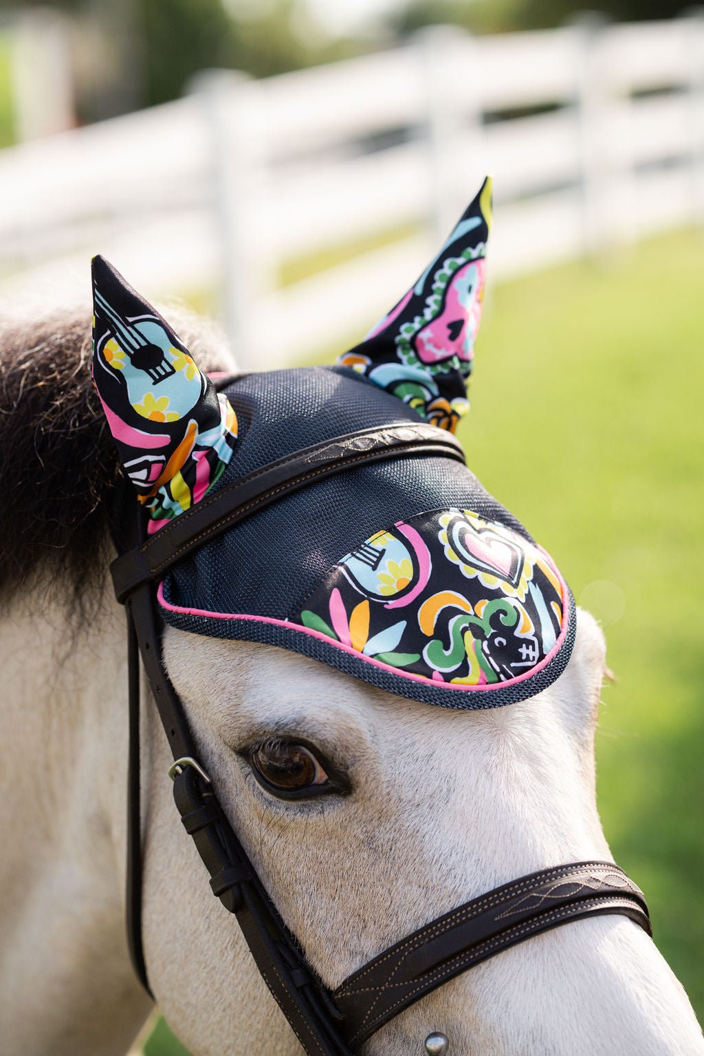 Belle & Bow Footprints and Day of the Dead Pony Bonnet - Belle & Bow - Equiluxe Tack