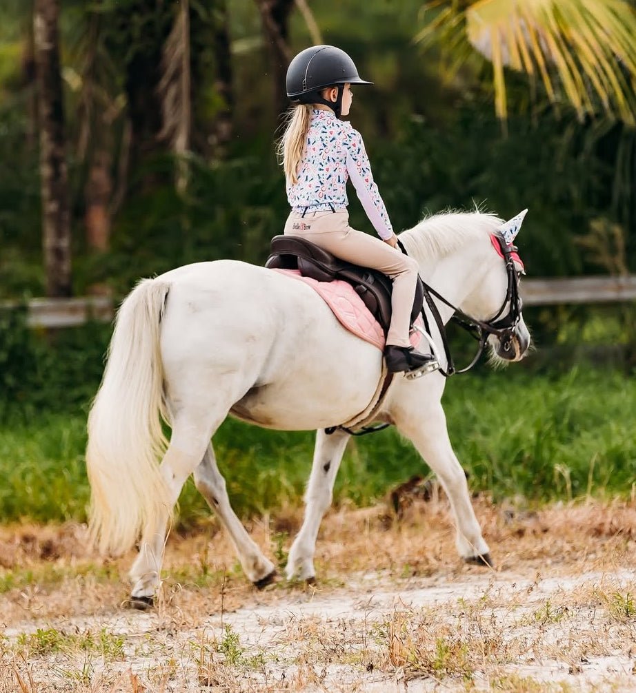 Belle & Bow Schooling jodphurs tan with footprints - BelleandBow - Equiluxe Tack