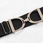 Black - 1.5" Gold Stirrup Elastic Belt - Ellany - Equiluxe Tack