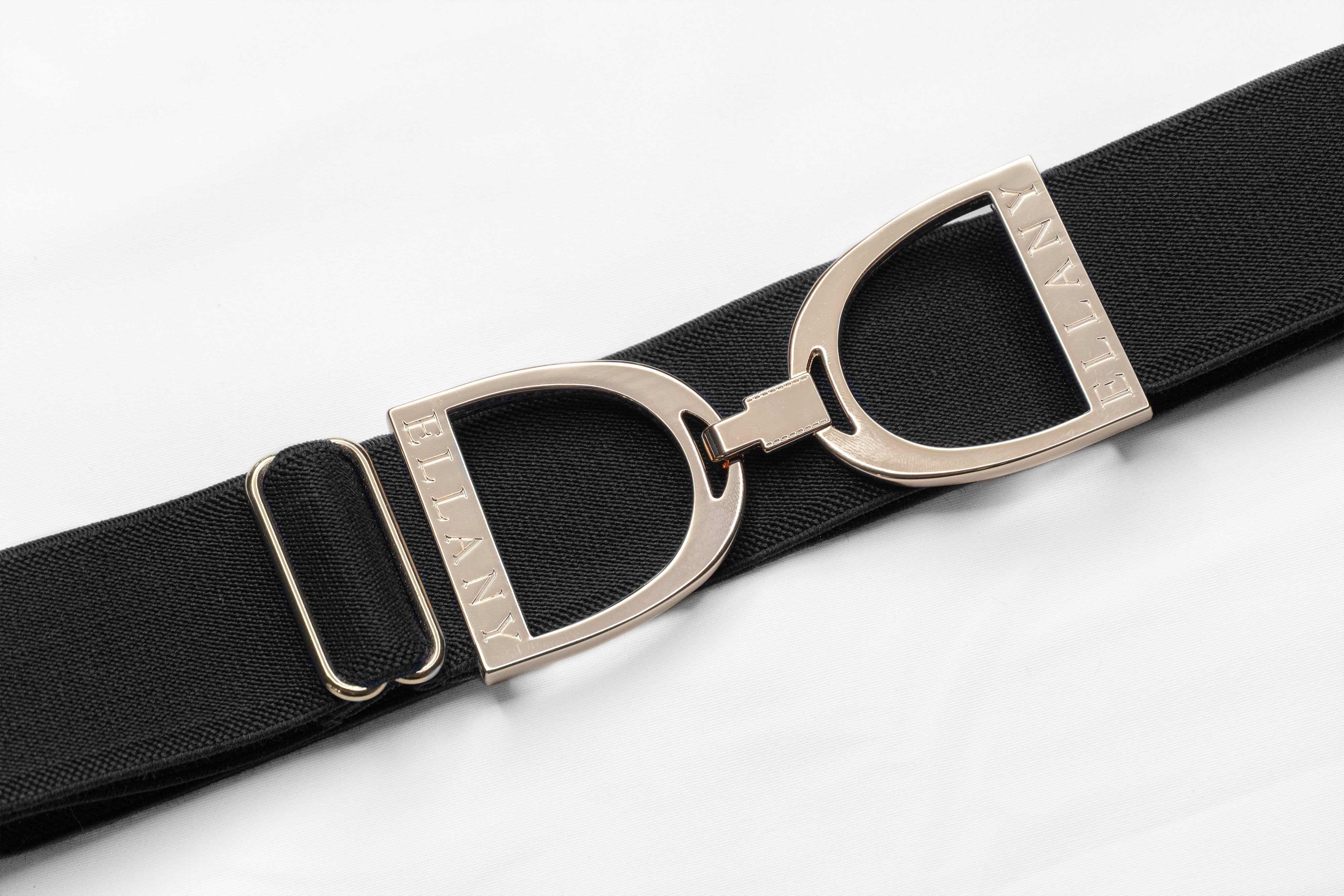 Black - 1.5" Gold Stirrup Elastic Belt - Ellany - Equiluxe Tack