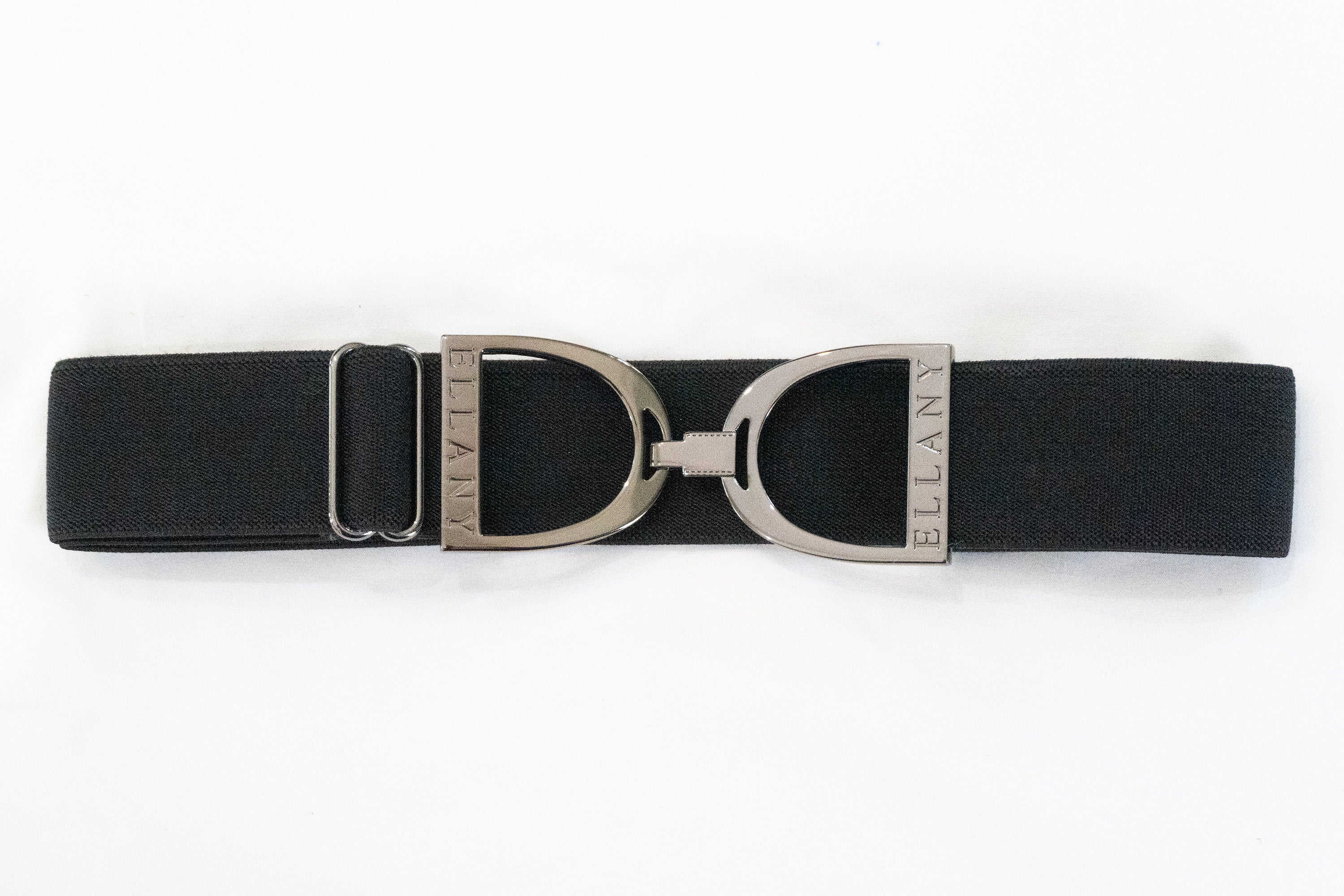 Black - 1.5" Gunmetal Stirrup Elastic Belt - Ellany Equestrian - Equiluxe Tack