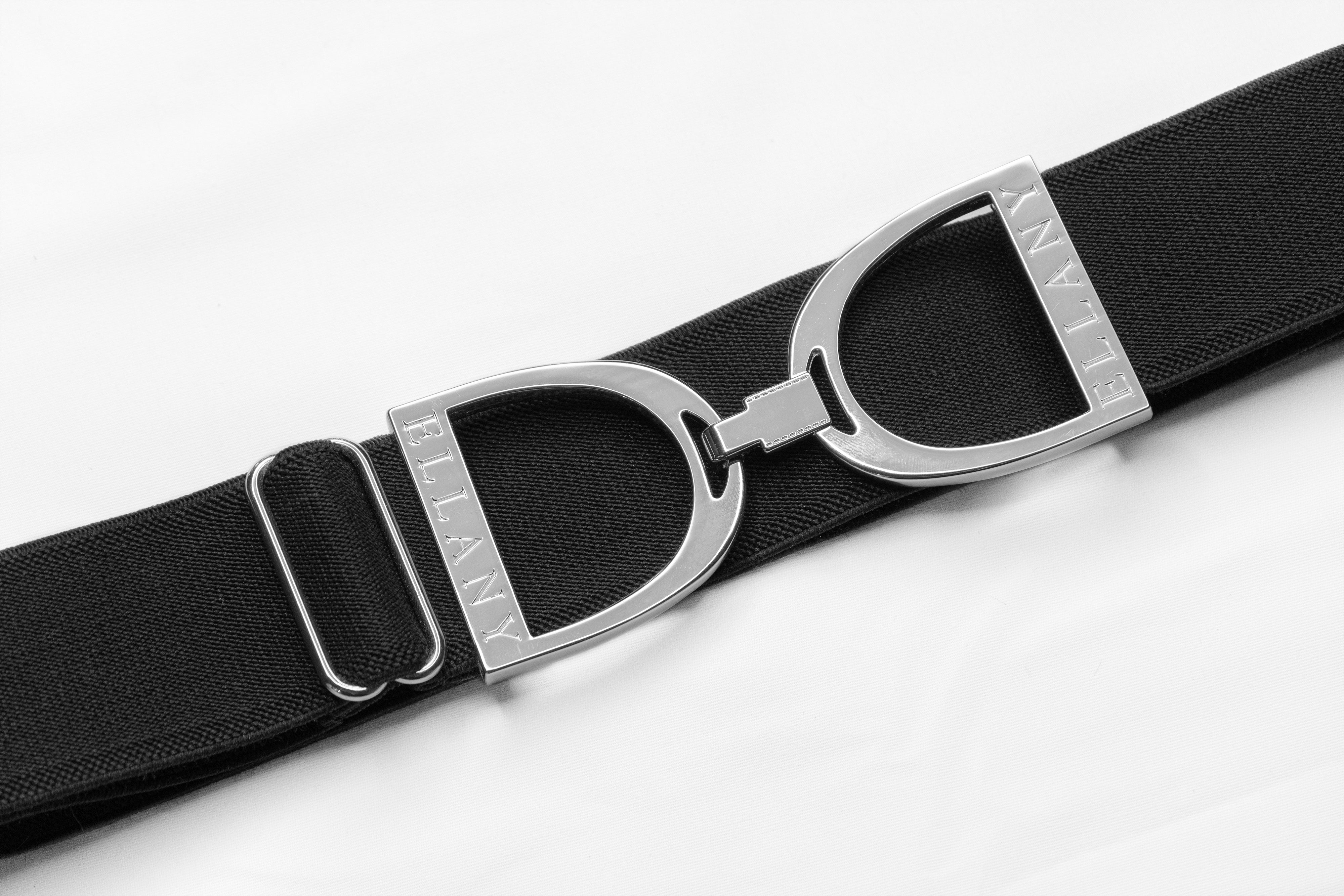 Black - 1.5" Silver Stirrup Elastic Belt - Ellany - Equiluxe Tack