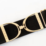 Black - 2" Gold Stirrup Elastic Belt - Ellany - Equiluxe Tack