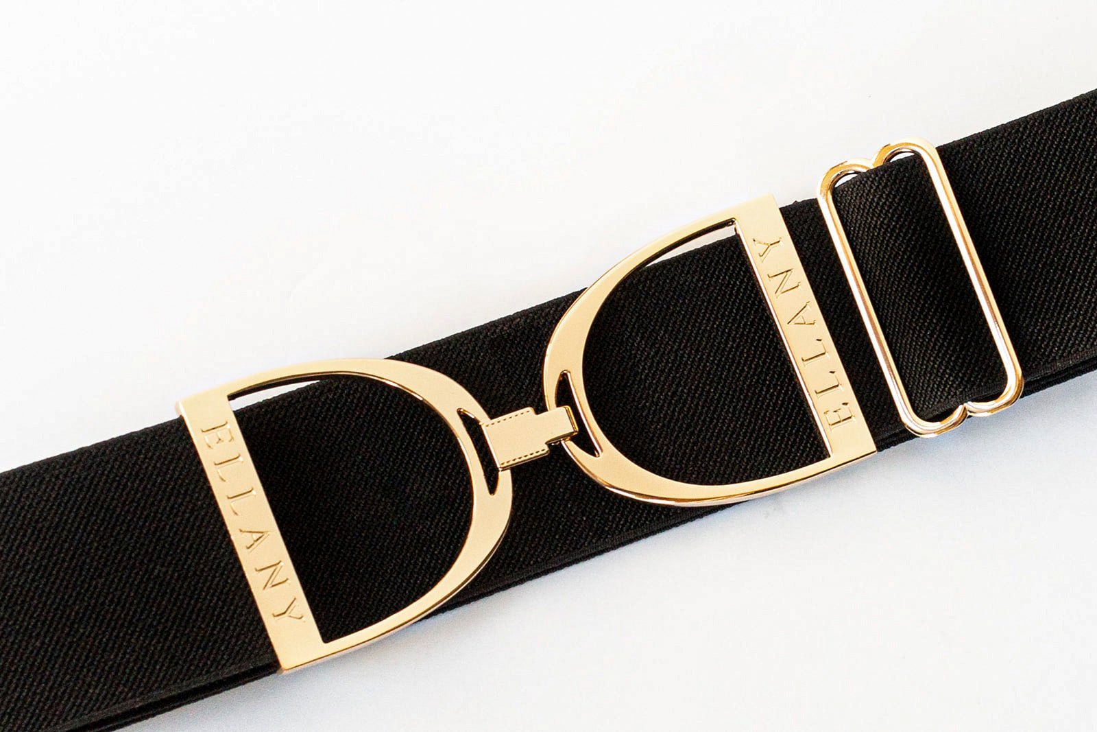 Black - 2" Gold Stirrup Elastic Belt - Ellany - Equiluxe Tack