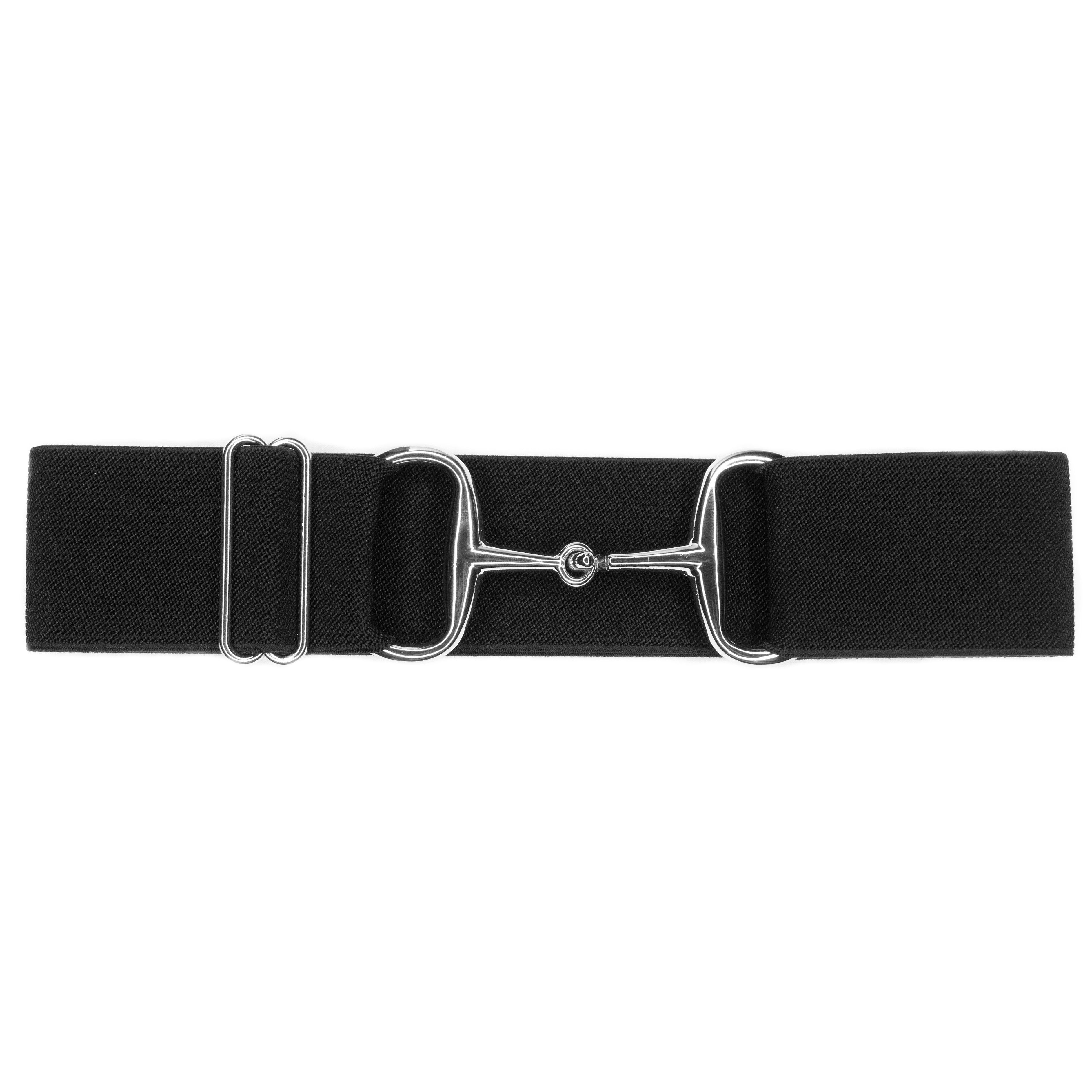 Black - 2" Silver Snaffle Elastic Belt - Ellany - Equiluxe Tack