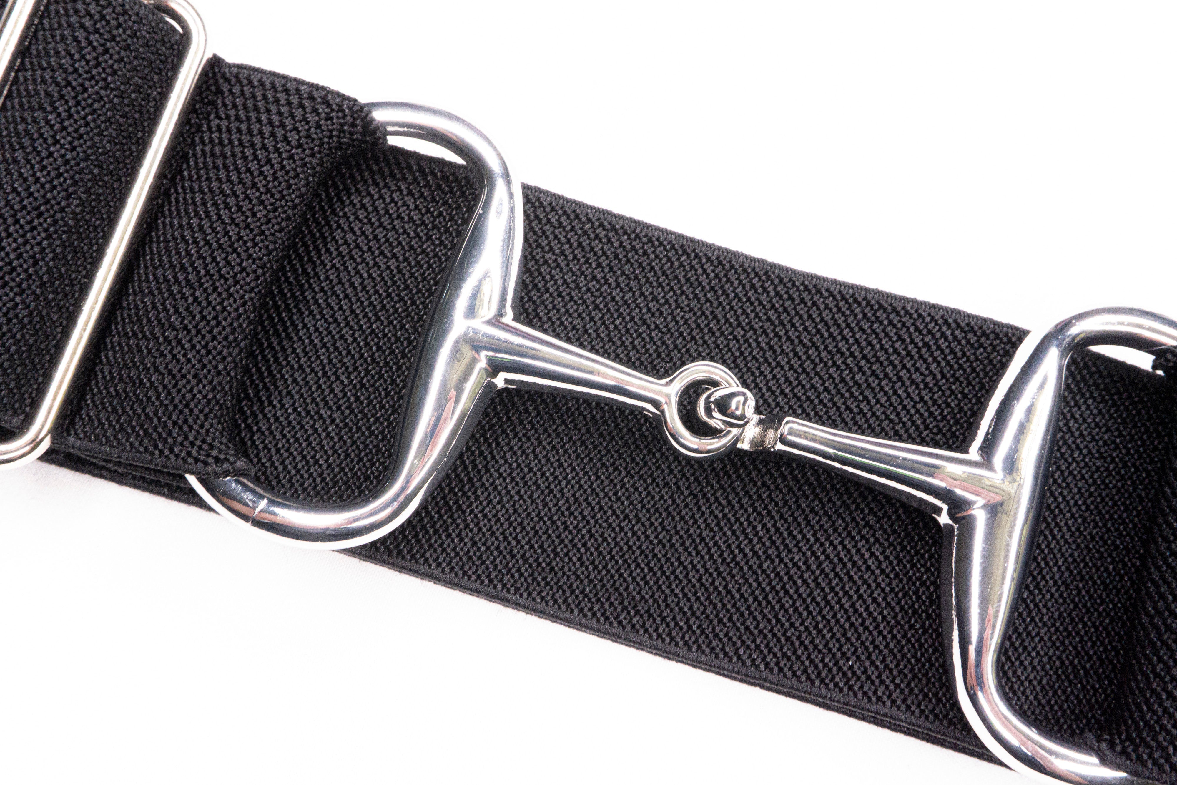 Black - 2" Silver Snaffle Elastic Belt - Ellany Equestrian - Equiluxe Tack