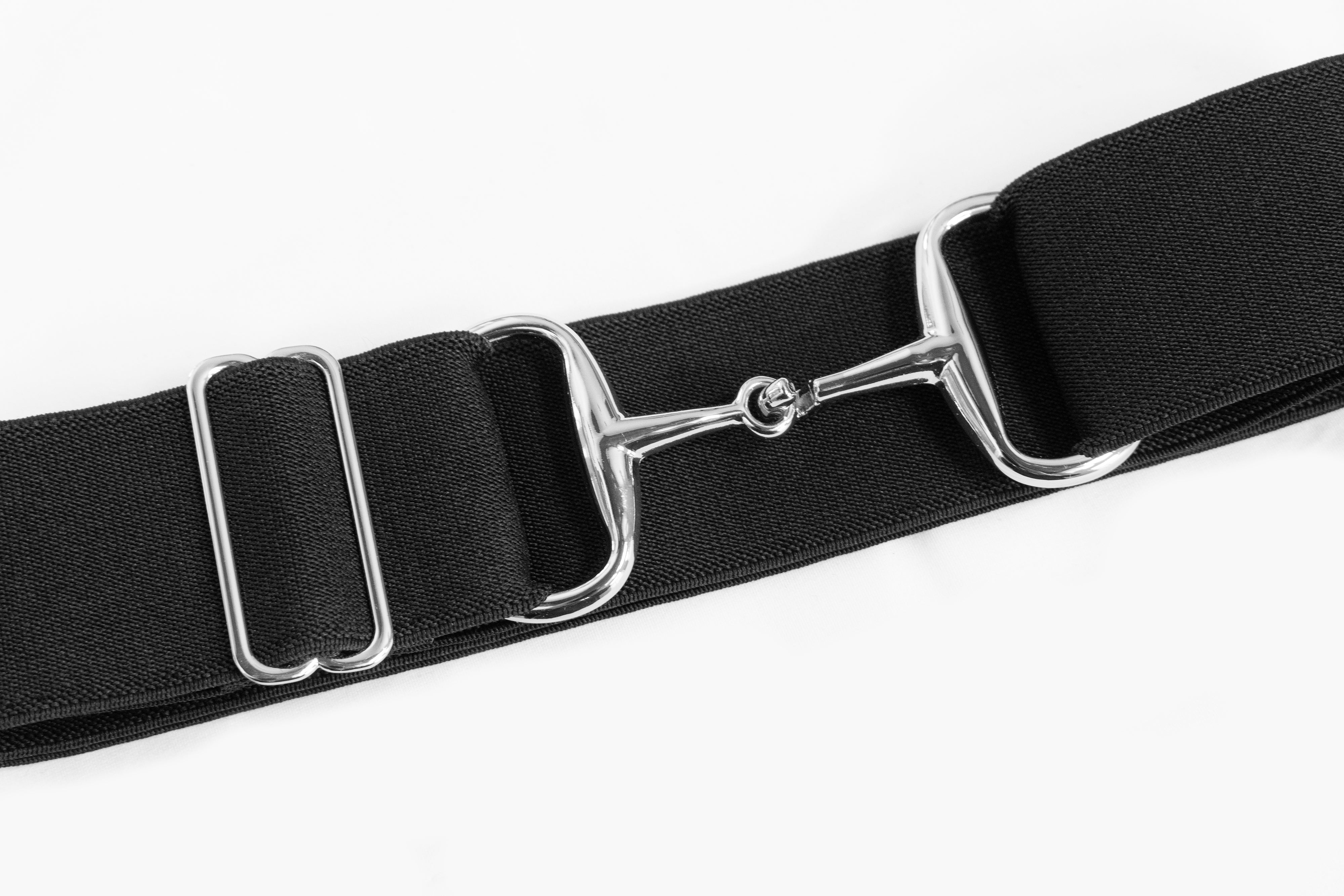 Black - 2" Silver Snaffle Elastic Belt - Ellany - Equiluxe Tack