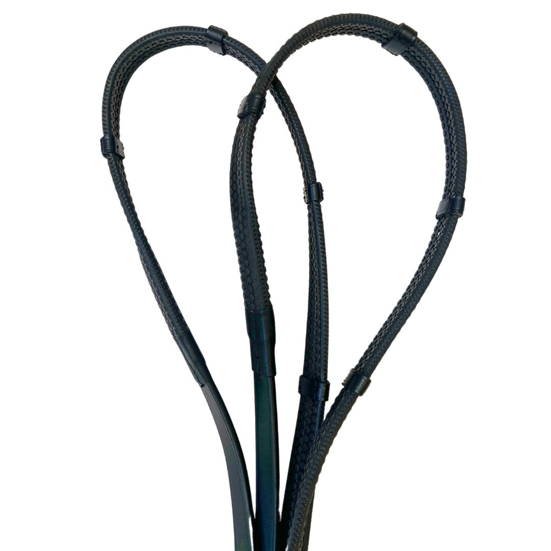 Black Pebble Rubber Reins with Stops - Halter Ego® - Equiluxe Tack