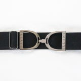 Ellany Black - 1.5" Gunmetal Stirrup Elastic Belt
