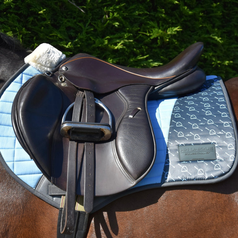 Blue Iconic Jump Saddle Pad - FlexiTabz™© - Equiluxe Tack