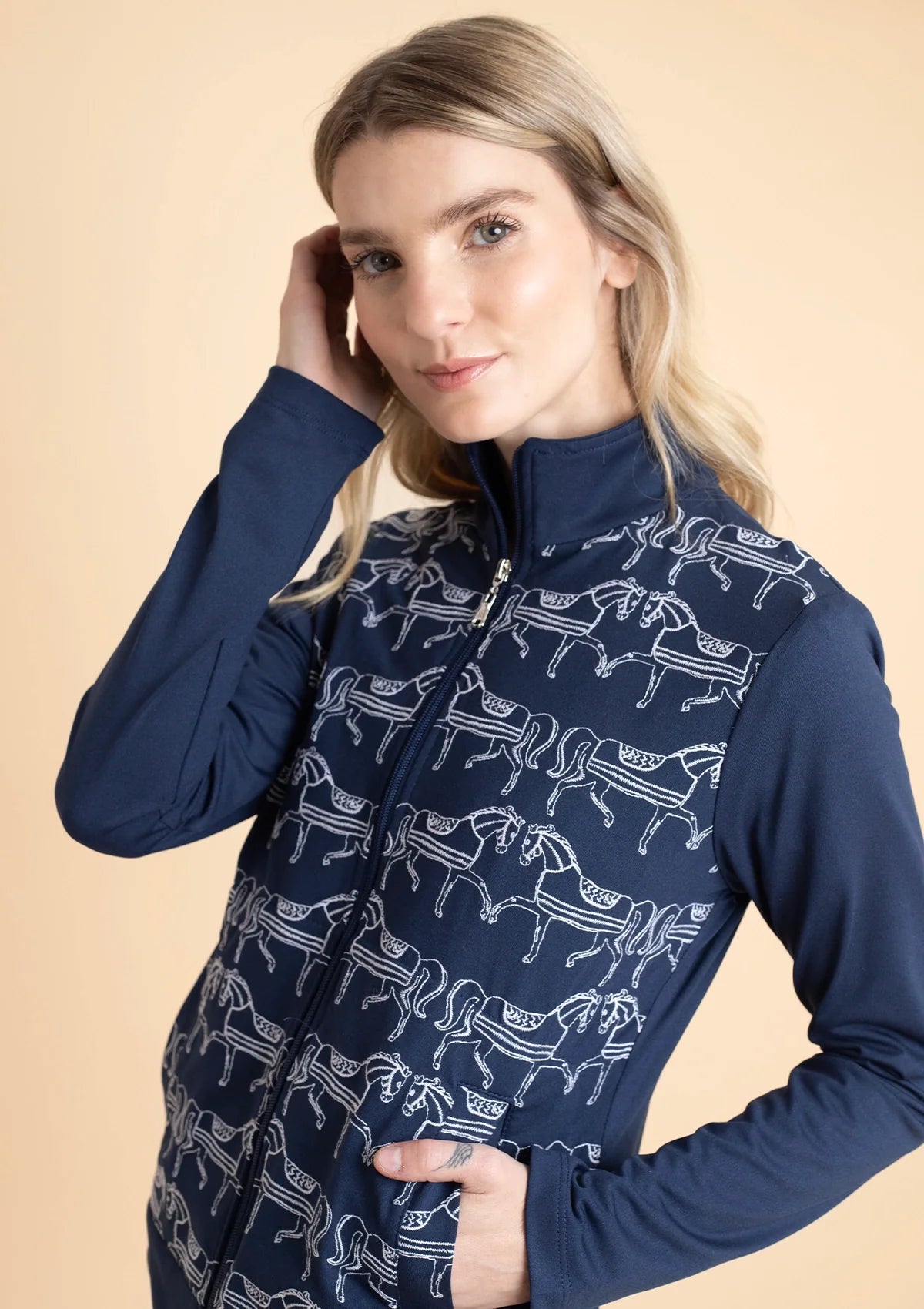 Bosco Zip Jacket | Navy & White - Rönner - Equiluxe Tack