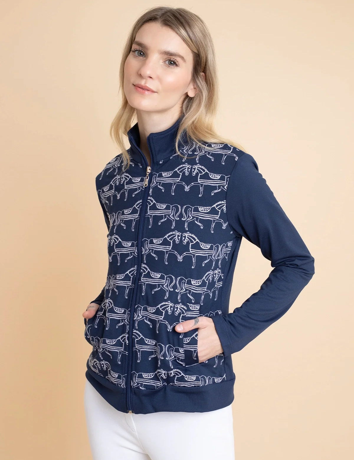 Bosco Zip Jacket | Navy & White - Rönner - Equiluxe Tack